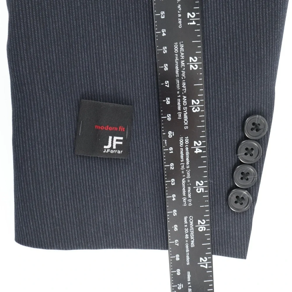 JF J.Ferrar Mens Modern Fit Navy Stripe Two-Piece Suit - 42 Long Pants 32x30 NEW